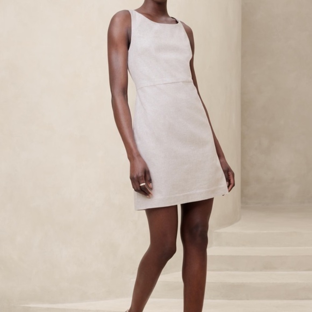 Banana Republic Linen Blend Sheath Sleeveless Mini Dress Size 16 18 #BR15‎